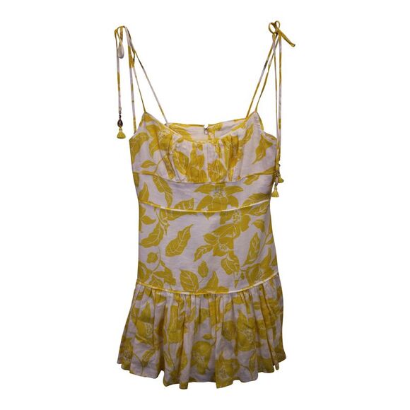 zimmermann bells fit flare mini dress Zimmermann | Dresses | Zimmermann Bells Gathered Floralprint Mini Dress In  Yellow Linen